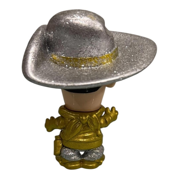 Bonkers Toys Gold Cowboy Villain Mustache Mini Action Figure Glitter Silver Hat - Picture 4 of 8